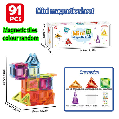 Mini Magnetic Tile Color Window Block Magnetic Block Portable Assembly Pocket Travel Bag Children'S Puzzle Toy