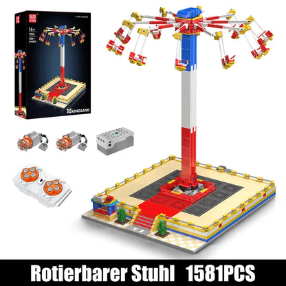 MOULD KING  Amusement Park Toys Motorized Spinning Ride,Water Slide,Flying Swing Ride,Shark Pirate Ship Building Blocks Bricks