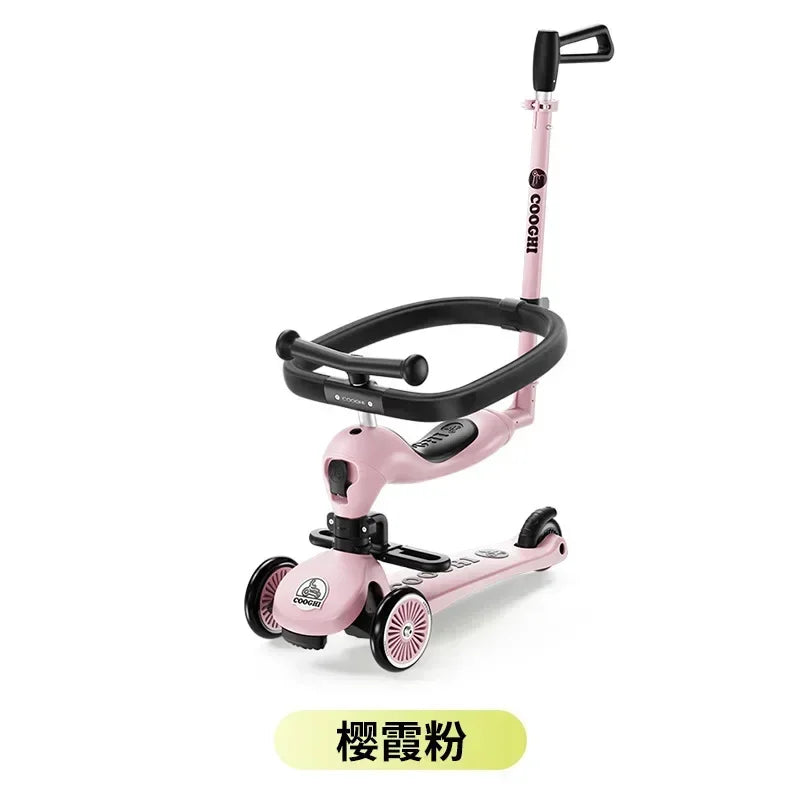 Baby stroller 3 wheels Multifunctional fenced seated scooter suitable for 2-12 years old baby bicycle Lightweight foldable
