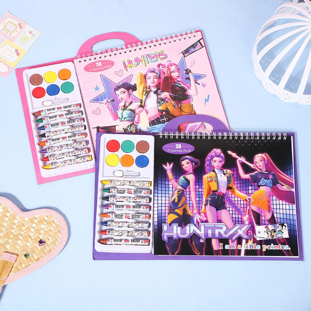 Kpop Demon Hunters Tracing Painting Anime Cartoon Line Drawing Children's Sketch Coloring Picture Book Children's Holiday Gifts