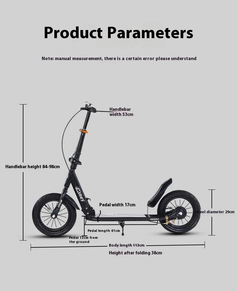 Non-Electric Folding Two-Wheeled Skateboard for Boys & Girls Children's Brake System Available in Multiple Colors