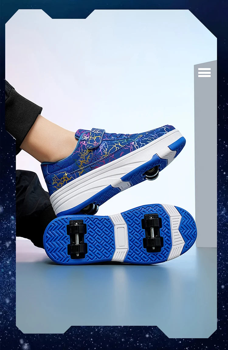4 Wheel Dual-Use Roller Skates With Detachable Wheels,Sneakers, Boys And Girls Shoes With Wheels,Speed Skate