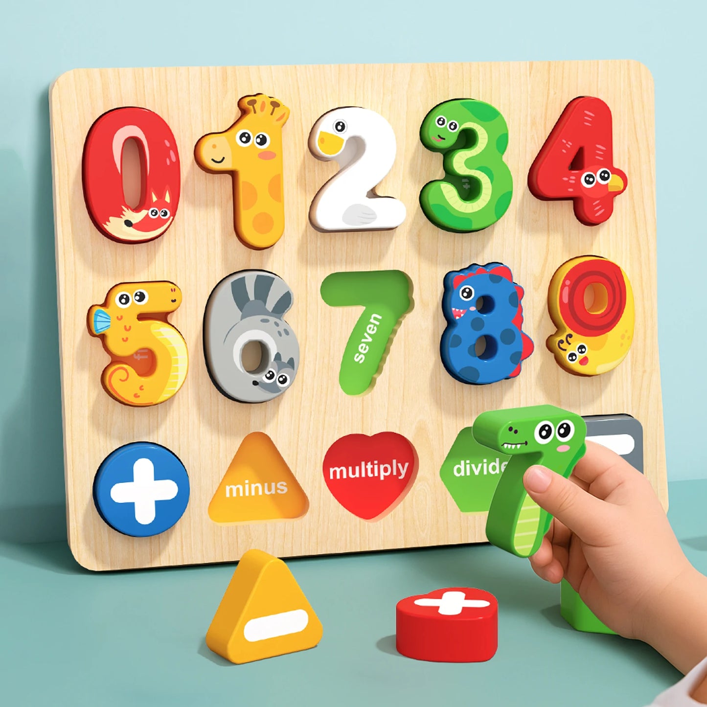 3D Colorful Alphabet Number Puzzle Montessori Wooden Puzzles Matching Games Early Education Toys Mathematics Shape Cognition