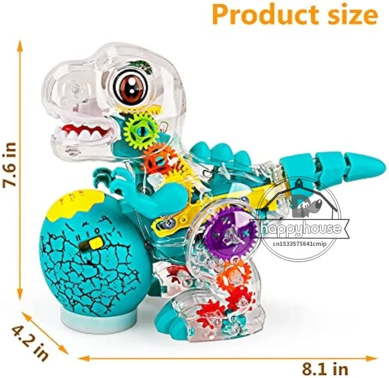 Transparent Toy Car for kids Electronic Light Sound Music Electric Gear Dinosaur Toys for Toddlers Boys Educational Crawling Toy