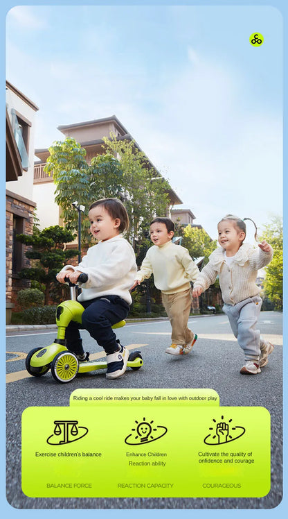 Baby stroller 3 wheels Multifunctional fenced seated scooter suitable for 2-12 years old baby bicycle Lightweight foldable