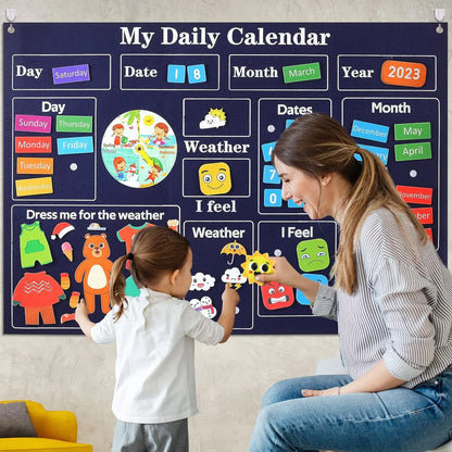 My Daily Calendar,Farm,Transportation Felt Story Board For Toddlers,Preschool Education Storytelling Montessori Toys for Kids