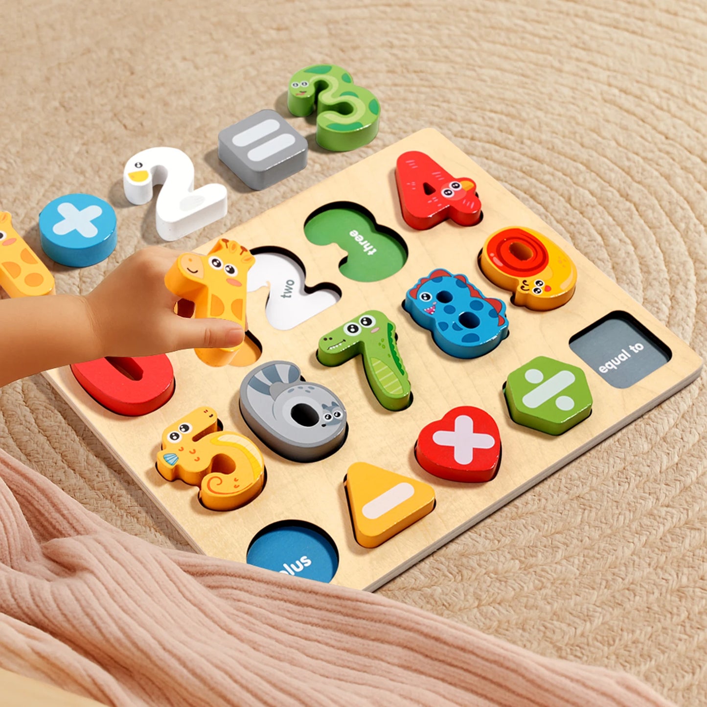 3D Colorful Alphabet Number Puzzle Montessori Wooden Puzzles Matching Games Early Education Toys Mathematics Shape Cognition
