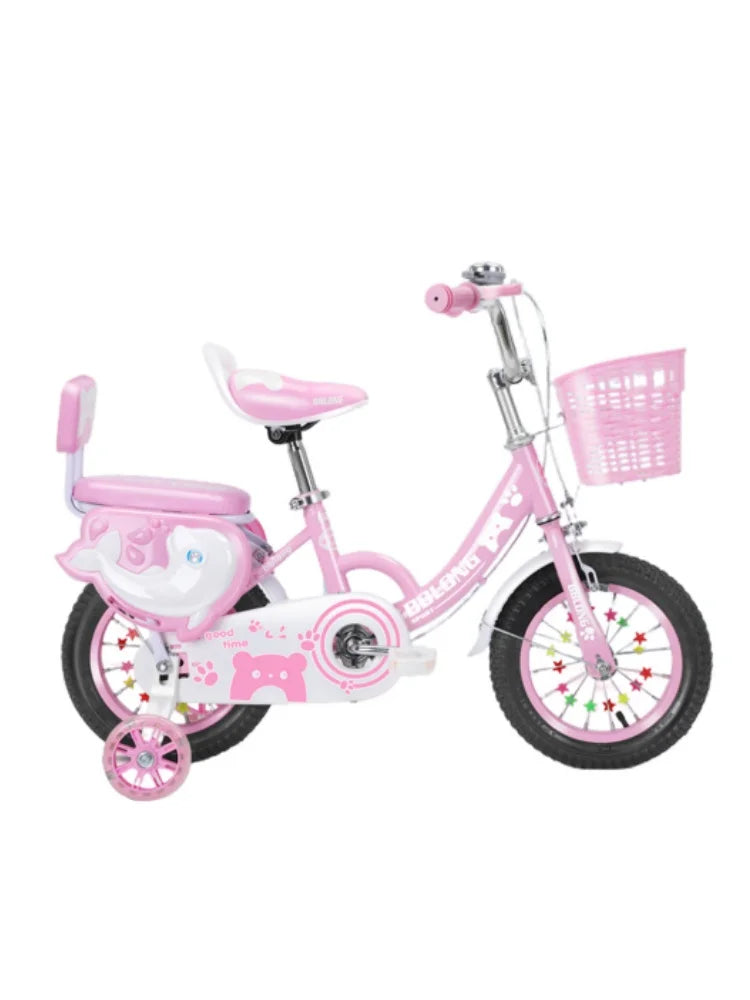 Kids Bike 12-20in Bicycle with Training Wheels Basket Protective Net Fash Wheel Children Bicycle for Girls Ages 3-13 Years