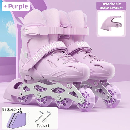 Kids Inline Skates for Beginners Adjustable Roller Blades for Boys Girls Age 6-12 Entry Level Professional Outdoor Skating Shoes