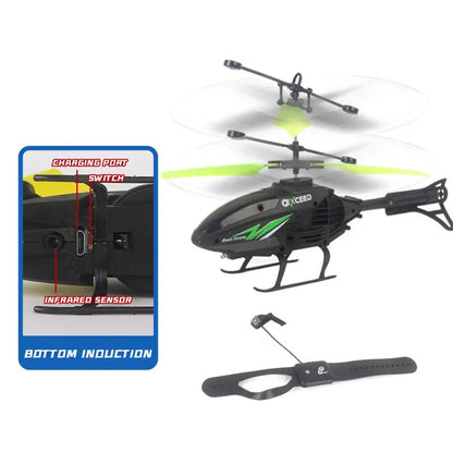 Watch Wrist Hand Controlled Induction Aircraft Impact Resistant Helicopter with Lighting Rechargeable Mini RC Drone