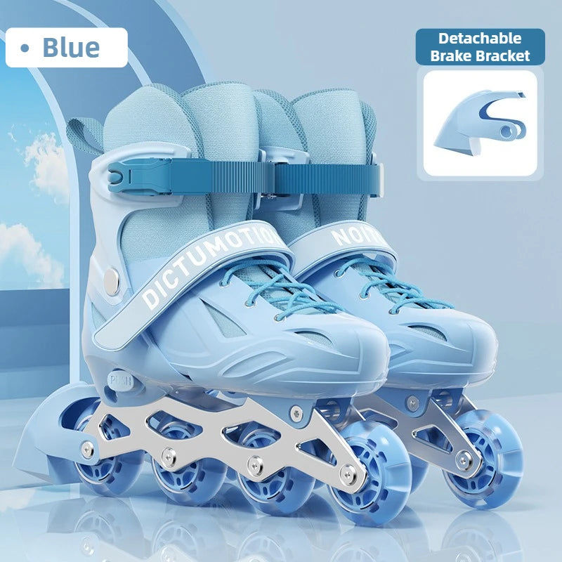 Kids Inline Skates for Beginners Adjustable Roller Blades for Boys Girls Age 6-12 Entry Level Professional Outdoor Skating Shoes