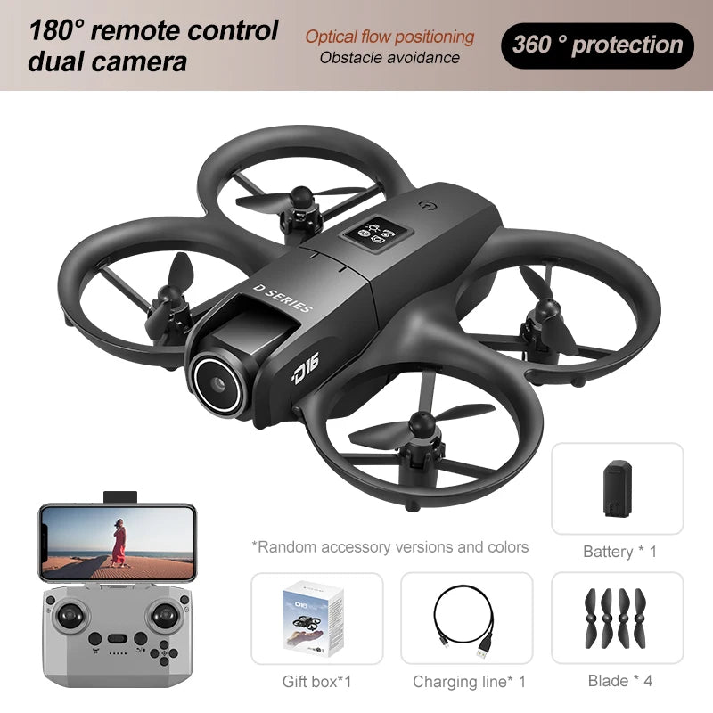 D16 Mini Drone 4k HD Camera ESC Aerial Aircraft Air Pressure Fixed Height Pocket UFO Remote Control Airplane Gift Toys for Kids