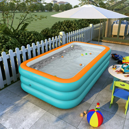 Inflatable Pool for Outdoor Water Parties Adult & Children's Swimming Pool, Rectangular Foldable Pool for Backyard Entertainment