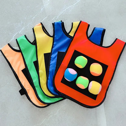 4pcs Children Dodgeball Game Vest Sticky Ball Dart Board Target Sport Game Toy Outdoor Parent-Child Interaction Playground Games