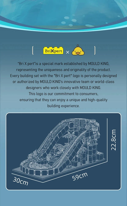 MOULD KING  Amusement Park Toys Motorized Spinning Ride,Water Slide,Flying Swing Ride,Shark Pirate Ship Building Blocks Bricks