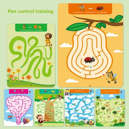 64 Pages Tracing Workbook Reusable Practice Copybook Pen Control Training Magical Montessori Cards for Kids Education Book
