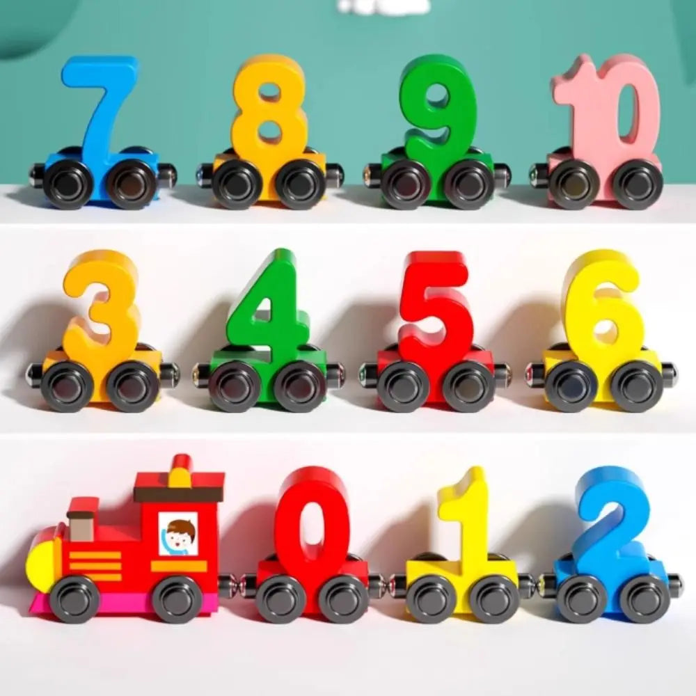 Magnetic Number Train Toys Montessori Wooden Toy Little Number Train Model Cognition Learning Car Children's Educational Toys