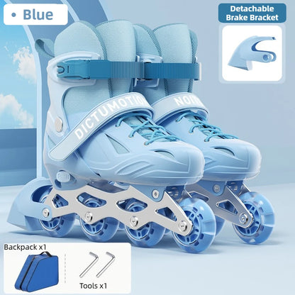 Kids Inline Skates for Beginners Adjustable Roller Blades for Boys Girls Age 6-12 Entry Level Professional Outdoor Skating Shoes