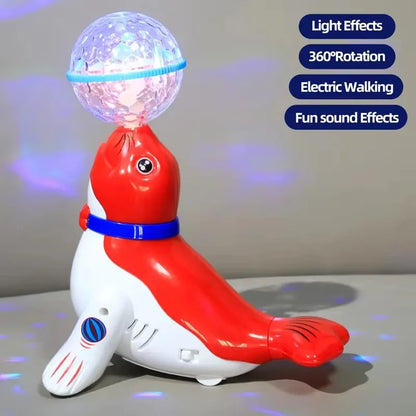 Elephant Floating Ball Toy,Drumming Elephant Blowing Ball with Light Music, Early Learning Educational Toy with Light & Sound