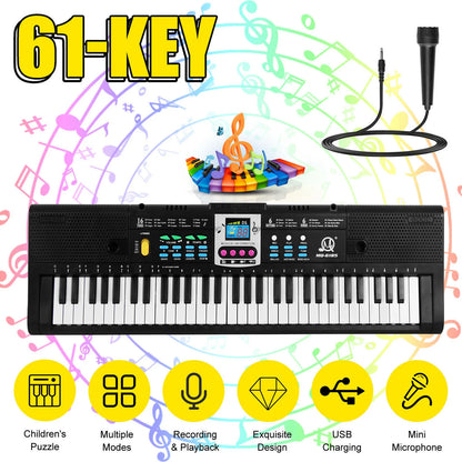 61 Keys Digital Music Electronic Keyboard Kids Multifunctional Electric Piano for Piano Student with Microphone Function 2024