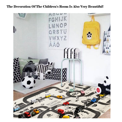 130*100CM Road Map Carpet For Kids Parking Lot Roadmap 83*58CM City Traffic Map of Road Carpet Traffic Signs Baby Play Mat Toys