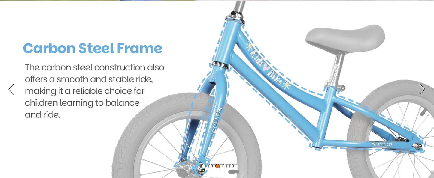 14 Inch Kids Balance Bike, Lightweight Height-adjustable Push Bike with Removable Basket and Rubber Air Tires