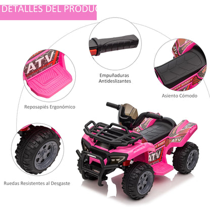 Homcom Electric Quad for Children +18 Months 6V Battery-Powered Electric Vehicle for Children with Speed of 2 Km/H and Advance 70X42X45 cm