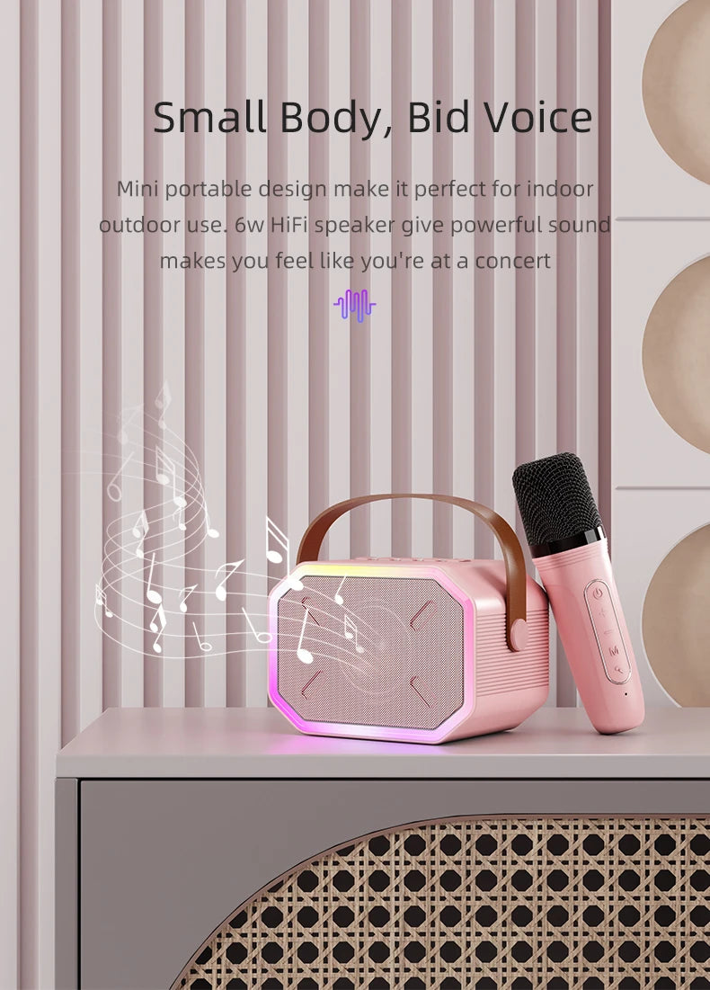 Mini Karaoke Machine for Kids Portable Karaoke Machine Bluetooth Wireless Microphones LDE Light Toys Gifts for Girls Boys