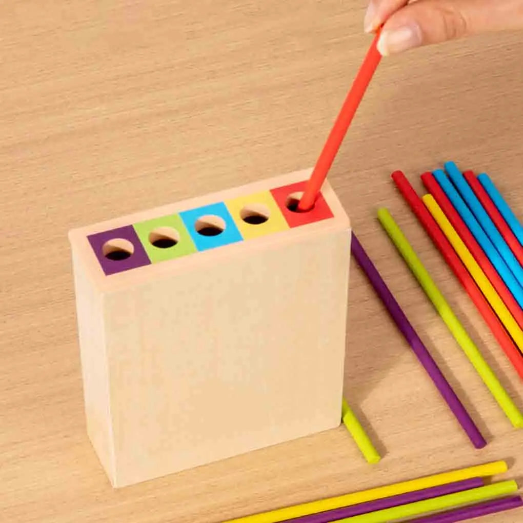 Wooden Stick Tower Toy Baby Montessori Sensory Motor Skills Toy Color Learning Counting Sticks Game Kids Educational  Balance To
