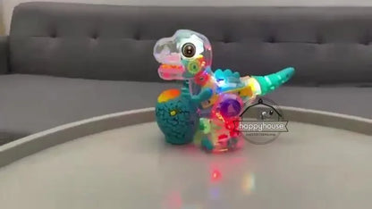 Transparent Toy Car for kids Electronic Light Sound Music Electric Gear Dinosaur Toys for Toddlers Boys Educational Crawling Toy
