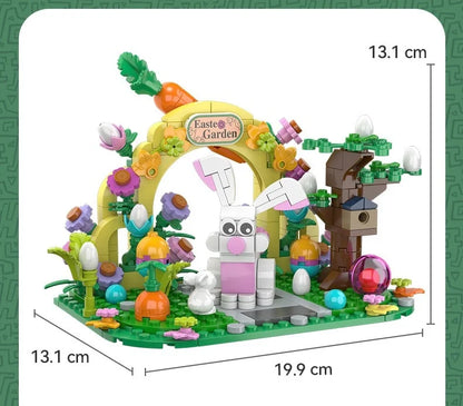 MOC Rabbit Easter Egg Easter Garden Animal Building Blocks Set Easter Bunny Carrots Toy For Kid's Birthday Holiday Easter Gifts