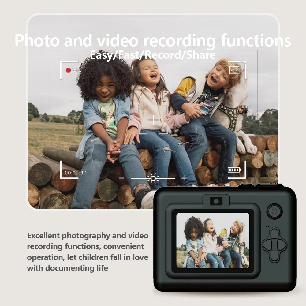 kids Instant print camera,photo&video&music&puzzle games,flash|dual camera|USB charging,birthday&holiday&family gathering gifts