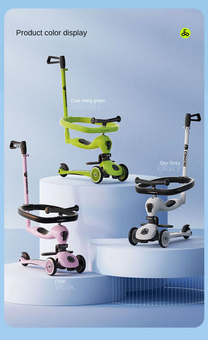 Baby stroller 3 wheels Multifunctional fenced seated scooter suitable for 2-12 years old baby bicycle Lightweight foldable