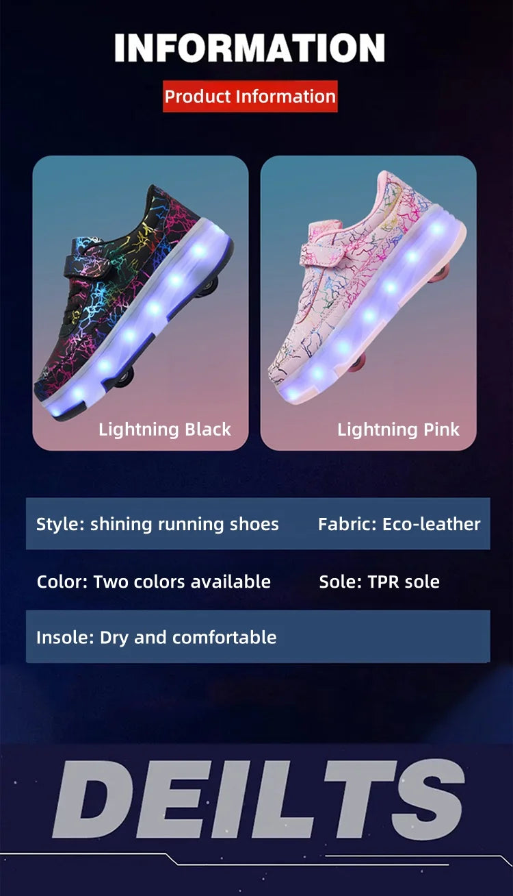 4 Wheel Dual-Use Roller Skates With Detachable Wheels,Sneakers, Boys And Girls Shoes With Wheels,Speed Skate