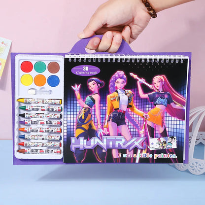 Kpop Demon Hunters Tracing Painting Anime Cartoon Line Drawing Children's Sketch Coloring Picture Book Children's Holiday Gifts