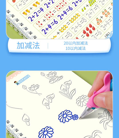 4pcs Magic Groove Practice Copybook Pen Preschools English Verison Kids Calligraphy Children Reusable Writing Book Free Wiping