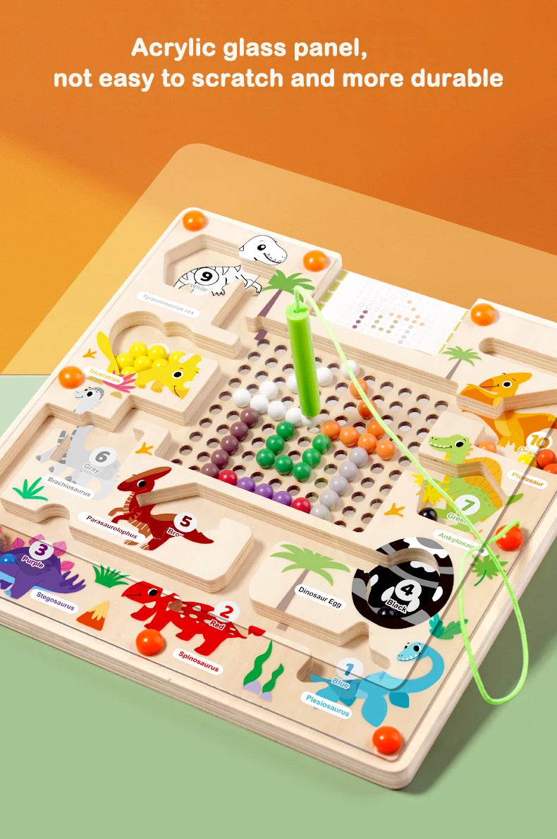 Magnetic Color and Number Maze Montessori Dinosaur Counting Matching Learning Puzzle Board Toddler Fine Motor Skills Travel Toys