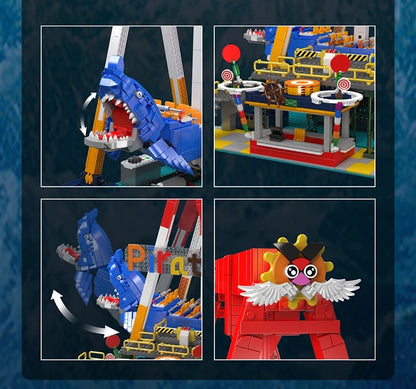 MOULD KING  Amusement Park Toys Motorized Spinning Ride,Water Slide,Flying Swing Ride,Shark Pirate Ship Building Blocks Bricks