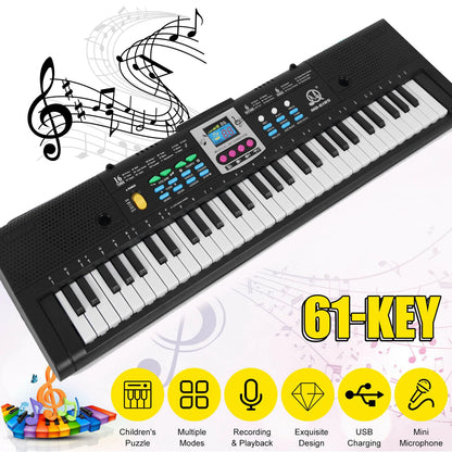61 Keys Digital Music Electronic Keyboard Kids Multifunctional Electric Piano for Piano Student with Microphone Function 2024