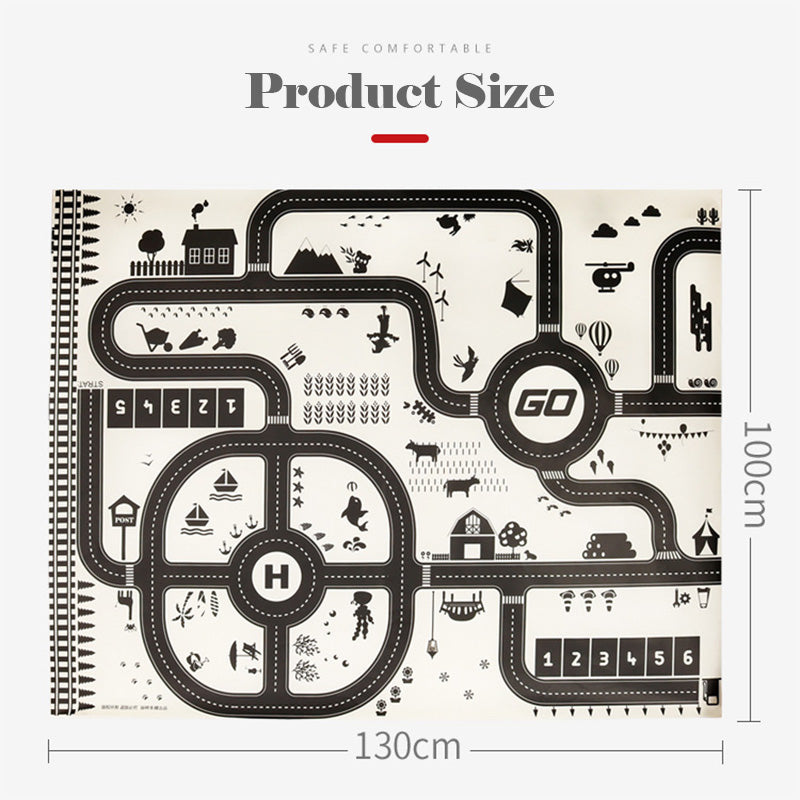 130*100CM Road Map Carpet For Kids Parking Lot Roadmap 83*58CM City Traffic Map of Road Carpet Traffic Signs Baby Play Mat Toys