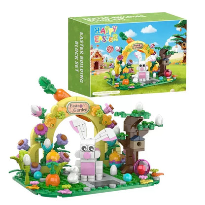 MOC Rabbit Easter Egg Easter Garden Animal Building Blocks Set Easter Bunny Carrots Toy For Kid's Birthday Holiday Easter Gifts