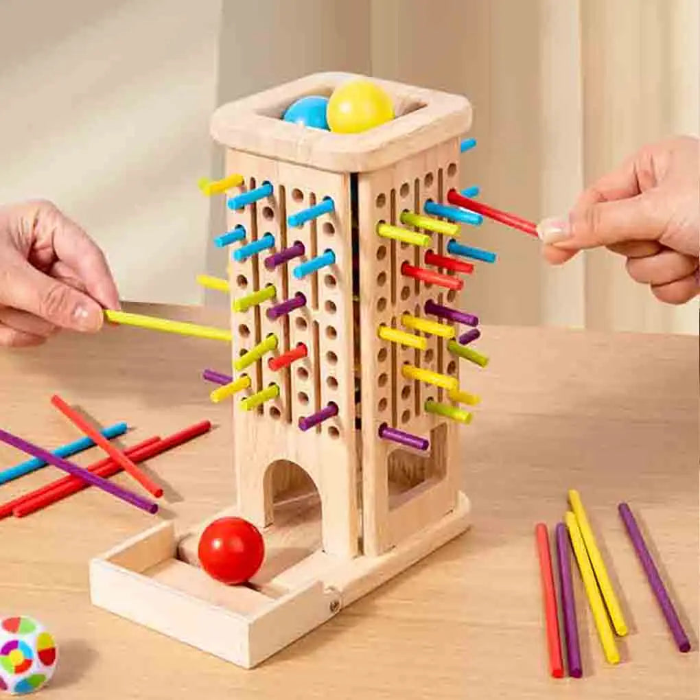 Wooden Stick Tower Toy Baby Montessori Sensory Motor Skills Toy Color Learning Counting Sticks Game Kids Educational  Balance To
