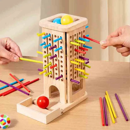 Wooden Stick Tower Toy Baby Montessori Sensory Motor Skills Toy Color Learning Counting Sticks Game Kids Educational  Balance To