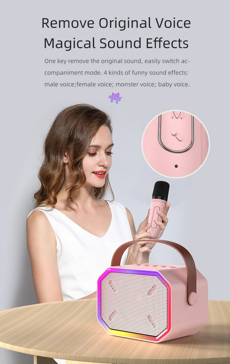 Mini Karaoke Machine for Kids Portable Karaoke Machine Bluetooth Wireless Microphones LDE Light Toys Gifts for Girls Boys
