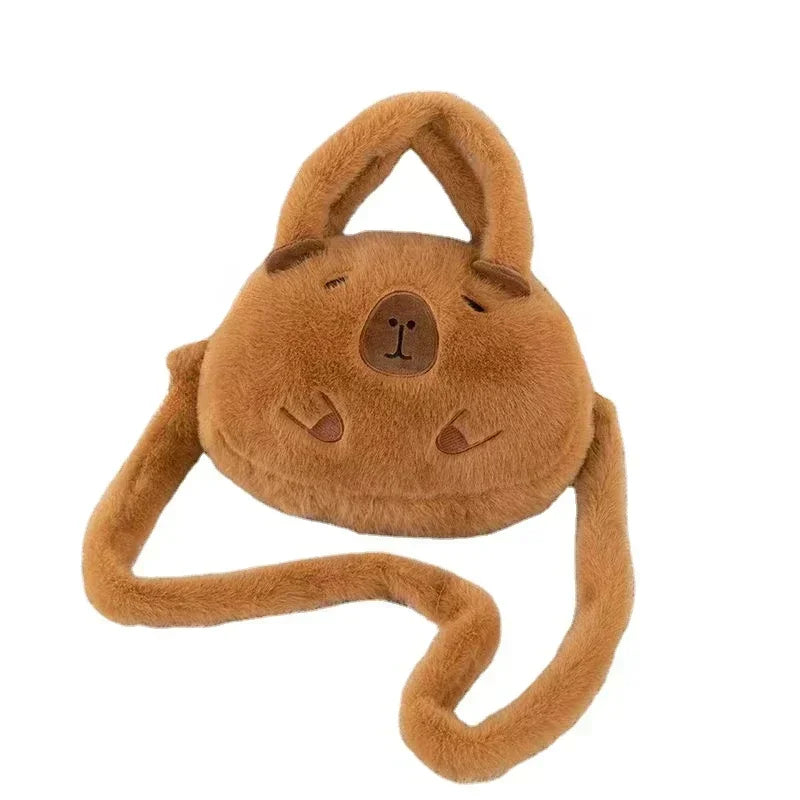 Strawberry Hat Capybara Plush Toy Simulation Turtle Backpack Capibara Stuffed Animals Papa Hand Circle Ring Small size Pendant