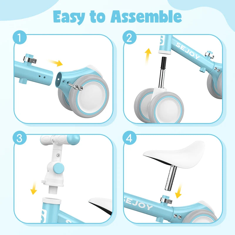 Baby Balance Bike for 1 Year Old Boys Girls 12-36 Month Toddler Balance Bike, 4 Wheels Toddler First Bike,Birthday Gifts,Blue