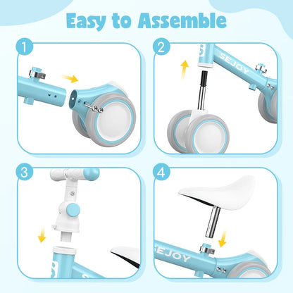 Baby Balance Bike for 1 Year Old Boys Girls 12-36 Month Toddler Balance Bike, 4 Wheels Toddler First Bike,Birthday Gifts,Blue