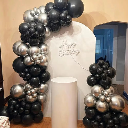 Black Chrome Silver Balloons Arch Garland Kit Wedding Bridal Shower Decor Birthday Party Baby Shower Graduation Party Decoration