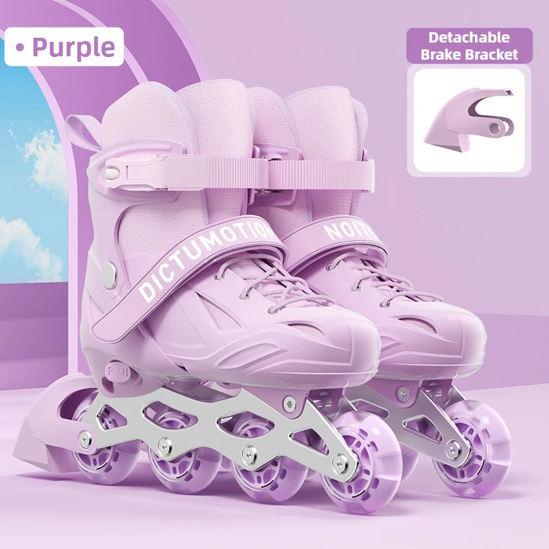 Kids Inline Skates for Beginners Adjustable Roller Blades for Boys Girls Age 6-12 Entry Level Professional Outdoor Skating Shoes