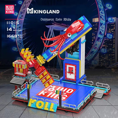 MOULD KING  Amusement Park Toys Motorized Spinning Ride,Water Slide,Flying Swing Ride,Shark Pirate Ship Building Blocks Bricks